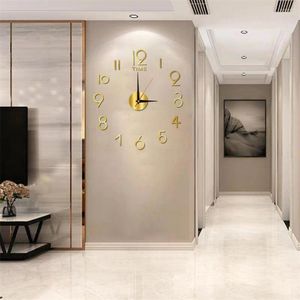 Duvar Saatleri 3D Çerçevesiz Saat Ayna Çıkartmaları DIY Çıkarılabilir Sanat Çıkartma Ev Dekoru Oturma Odası Kuvars İğne