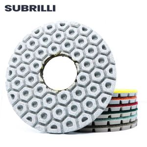 Accessori Subrilli 7 pz/set Tamponi per lucidatura diamantati da 5 pollici Tampone per lucidatura da 125 mm per dischi abrasivi per pavimenti in cemento, marmo, granito