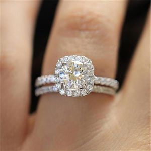 Novo 14 K banhado a ouro rosa Moda Amor Anéis de Noivado Designer Acessórios de Noiva de Casamento Anéis Conjuntos de Jóias Anel Para Mulheres257J