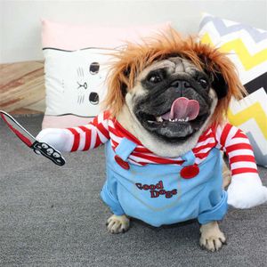 2021 Halloween Dog Costumes Funny Pet Clothes Cat Cowboy Riders Outfit For Small Medium Large Bulldog Christmas Knight Cosplay305V