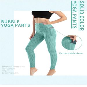 Realfine888 Whole Sex Yoga Outfit Pantaloni lunghi per le donne Abbigliamento fitness Tasca per telefono Hip lift Tinta unita Sport all'aperto Taglia XS-275h