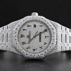 Relógios de pulso hip hop relógio de diamante redondo cortado em todos os tamanhos personalizável VVS1 relógio de diamante feito à mão para homem relógio de diamante 259l
