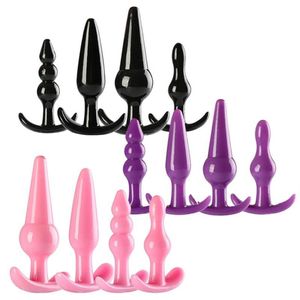 4pcs تعيين Silcione Analy Toys بعقب المقابس الشرج الشرج الشرجي ألعاب البالغين منتجات للنساء و Men317o