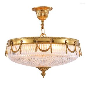 Ceiling Lights DINGFAN European Style All Copper Lamp Bedroom Study Living Room Porch El Aisle Decoration Chandelier