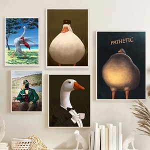 Płócienne malowanie kaczki śmieszny plakat żałosny humor kaczka osąd kaczka ścienna sztuka obrazek obraz druku