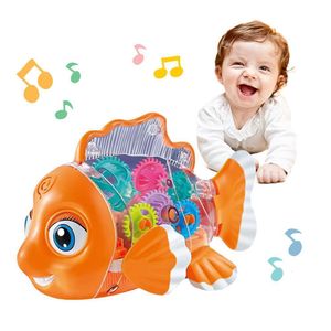 Intelligens leksaker spädbarn leksaker transparent redskap fisk baby ljus musik leksak musikalisk förskola tidigt pedagogisk ideal för barn xmas närvarande 230721