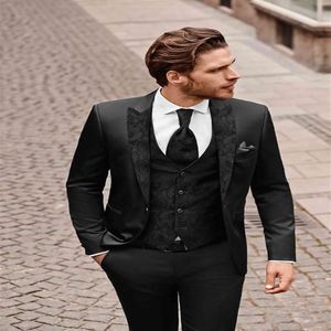 Przystojny szczupły pasuje do 3 sztuki Man Work Busines Suit Men Men Pro przyjęcie ślubne płaszcz ślubny Tuxedos Spodnie Krete