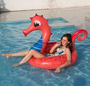 インフレータブルシーホースマットレススイムプールウォーターパーティーフローティングベッドかわいい女の子女性水泳リングチューブフロートラウンジソファ椅子