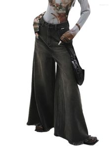 Jeans Feminino Harajuku Vintage Grunge Perna Larga Gótico Preto 2023 Coreano Loose Boyfriend Anos 90 Y2K Calça Estética Escura