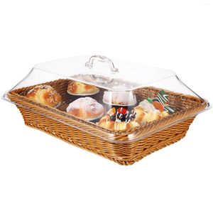 Geschirr-Sets dekorieren künstliche Rattankörbe, Obstdeckel, dekorative Aufbewahrung, Acryl, Brot-Display, Servieren, klein, mit Deckel