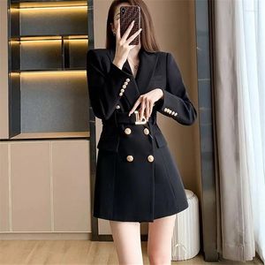 Women's Jackets Spring Autumn Solid Color Lapel Long-sleeved Belt Double-breasted Personality Jacket Slim Female Clothing