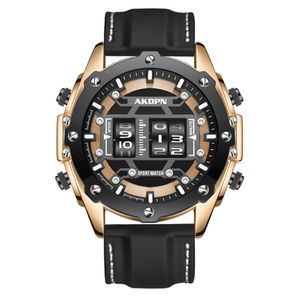 AKDPBN Unique Personality Quartz Watches Domic Big Dial Silicone Stap Mens Watch Creative Roller Design Luminous Wristwatches245S