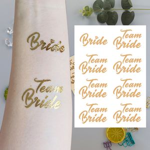 2pcs Bride Team Bride Wedding Party Hot Gold Tattoo Sticker Bachelorette Party Bridesmaid Deco Bridal Shower Bride To Be Supplie