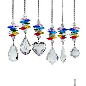 Decorazione per feste Lampadario all'ingrosso Cristalli Prismi Arcobaleno Ottagono Chakra Regalo Suncatcher Albero di Natale Appeso Ornamento Drop De Dhiam