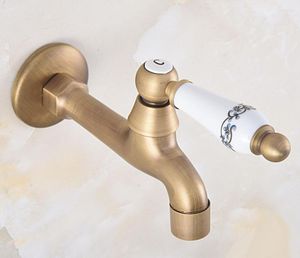 Bathroom Sink Faucets Antique Brass Single Hole Wall Mount Basin Kitchen Faucet Cold Outrood Garden Bibcock Mop Pool Taps 2av314