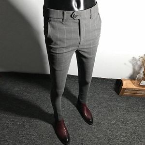 2020 Ny ankomst Herrklänning Pants Män Solid Color Slim Fit Male Social Business Pants Casual Skinny Suit Trousers Asian Size329e