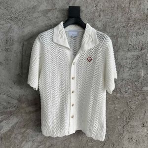 23 Chemise décontractée de créateur pour hommes d'été Chemise à manches courtes en coton tricoté au crochet pour hommes et femmes