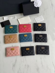 10A porta-cartão feminino de melhor qualidade com caixa carteira de caviar de couro real preto acolchoado bolsa de moedas porta-cartão de crédito senhora designers de luxo 16