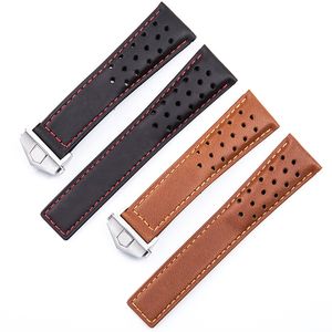 오일 왁스 송아지 가죽 손목 시계 스트랩은 상속 6 Carlisla 시계 체인 Heuer Cowhide Wristband 22mm에 적합합니다.