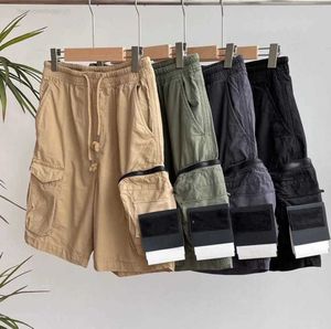 Мужские шорты Мужские дизайнерские карманы работают пять брюк Stones Island Lomens Summer Sweat Multi Function Shirt Casual High Street Cottonal Plow600
