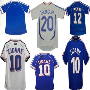 1998 French Vintage Vintage Style ZIDANE HENRY MAILLOT DE FOOT Thailand High Quality Football Jersey Uniform Football Jersey Men's Shirt