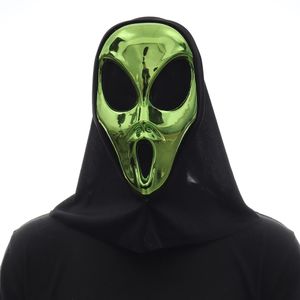 Зеленый инопланетянин маска UFO косплей инопланетяне монстр пластиковый шлем Хэллоуин Карнавал Маскарад одеваться для вечеринки для взрослых детей костюм реквизит