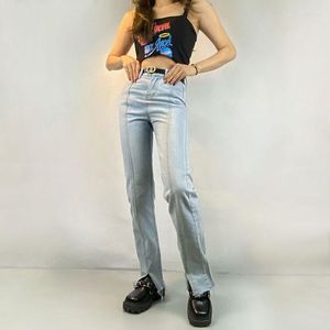 Dżinsy damskie 2023 Casual Slim-Fit Pants Ins Fashion Women High talia Lady Y2K punk dżins podzielony retro student prosta ulica nogi