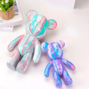 Bad DIY Målning Vit Embryo Fluid Plastic Plastic Hand målning Våld Björn Toy Model Doll Parentchild Buildblock Bear Doll Present