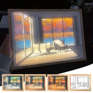 Lâmpadas de mesa decorativas LED pintura com luz plugue USB escurecimento parede arte lâmpada presente decoração para casa madeira po noite luminosa