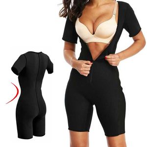 BNC Kvinnors bantningskroppssaxar Neopren Bastu kostym Sexig bodysuit ben fajas midja tränare Shapewear dragkedja plus size221k