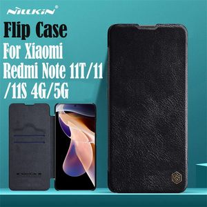 Xiaomi Redmi için Kabartma Not 11s / 11T / 11 4G 5G 5G Flip Kılıf Nillkin Qin Deri Kart Cep Kitabı Redmi Note11 Telefon Çantaları için Kapak Kapağı