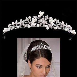 European and American Headpieces Bride Pearl Headband Diamond Hair Accessories Crown Rhinestone Princess Birthday Tiara Wedding He261U
