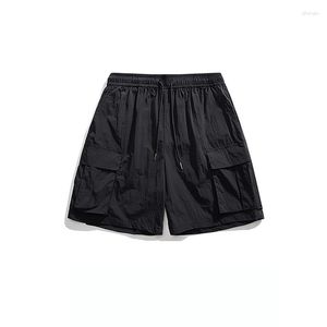 Mäns shorts sommar avslappnad enkel multi ficka sport mode märke löst bred ben capris