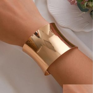 Bangle Exaggerated Big Heavy Metal Glossy Open Bangles Women Punk C Shape Gypsy Wide Cuff Armband Arm Bracelets Jewelry Steampunk Dr Dhvr1