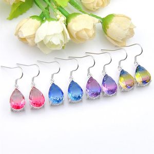 Mix Color 4 PCS Lot 925 Sterling Silver Small and Exquisite Rainbow Bi-Colored Tourmaline Gemstone Silver Valentine's Dingle 2517