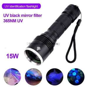 powerful 365NM UV flashlights 15w aluminium alloy Ultraviolet Blacklight torch Pet Urine detection Lamp Multifunctional Detector flashlight lights