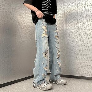Herr jeans vintage gör gammal tiggare rippade män och kvinnors ungdom high street tidvatten varumärke raka amerikanska slacks europe Amerika