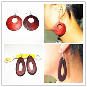 Vintage Drop Hoop Wood Earring Simple carving DIY Fashion Huggie Earrings handmade Women's Brand New arrival xmas gifts Disco205G