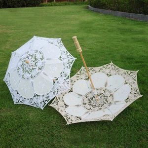Diğer Aksesuarlar Vintage Dantel Şemsiye Parasol Güneş Düğün Dekorasyon Pogerçiliği Beyaz Bej Güneşlik266p