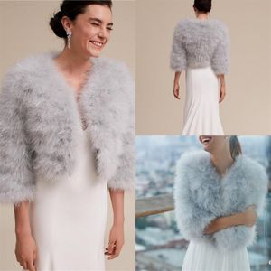 Silver Grey 2019 New Fur Wraps Scialli da sposa Bolero Giacche Inverno Mantella da sposa Cappotto invernale Damigella d'onore Wrap Fast 231d