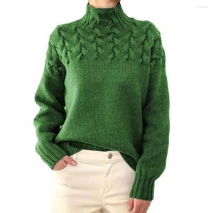 Maglioni da donna Autunno Inverno 2023 Tessuto Patchwork Maglione lavorato a maglia Tinta unita Rosso Verde Blu Manica lunga Collo alto Donna Pullover Casual