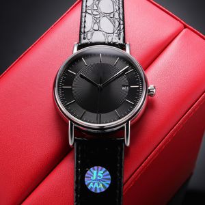 Designer men's watch fashion new black leather luxury watch 40mm in size with fully automatic movement mechanism