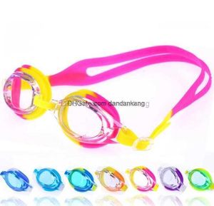 Venta al por mayor Deportes acuáticos Antifog Gafas de natación Niños Gafas de buceo Silicona Ajustable Colorful Kid Eyewear Goggle piscina accessary