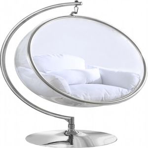 Acrylic and Metal Glider Chair with Round Backrest for Living Room and Reception