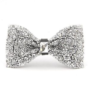 Brilhante branco strass casamento masculino gravata borboleta moda diamante homem gravatas reais pos smoking noivo em estoque 297e