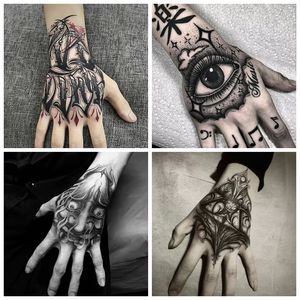 4pc/Lot Dark Back Hand Waterproof Temporary Fake Tattoo Male Prajna Cool Eye Art Personality Neck Half Arm Star Tattoo Stickers