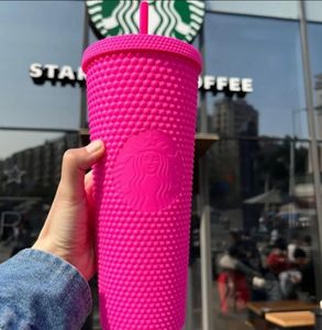 Auf Lager, schnelle Lieferung, 24-Unzen-personalisierte Starbucks-Kaffeetasse mit schillerndem Bling-Regenbogen-Einhorn und Nieten-Cold-Cup-Kaffeetasse mit Strohhalm-Logo A0318