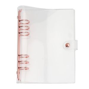 Agenda Journal Diary Planner PVC Rose Gold Clear Binders Loose-Leaf 6 Ring A5 A6 30mm Binder Cover 210611311p