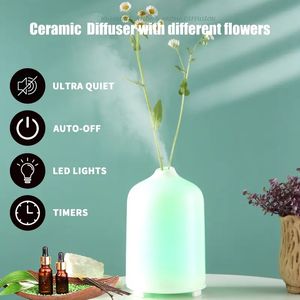 400ML Aroma Humidifer difusor de óleo essencial máquina com inserção de flores frescas e secas variáveis de acordo e controle remoto com luz atômica