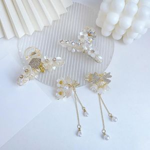 Hair Clips Pearl Clip Crystal Girls Daily Hairpin For Women Bow-knot Tassel Headpiece Fashion Floral Barrettes Charm Jewelry